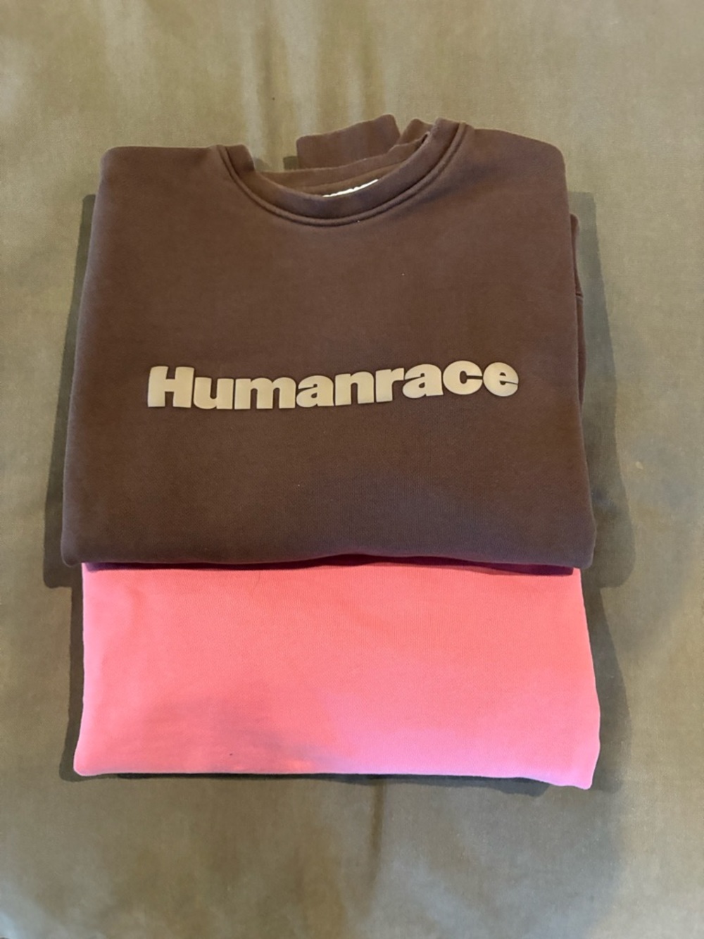 EUC ADIDAS Humanrace bundle Brown and pink crew neck Sweatshirts, size Medium